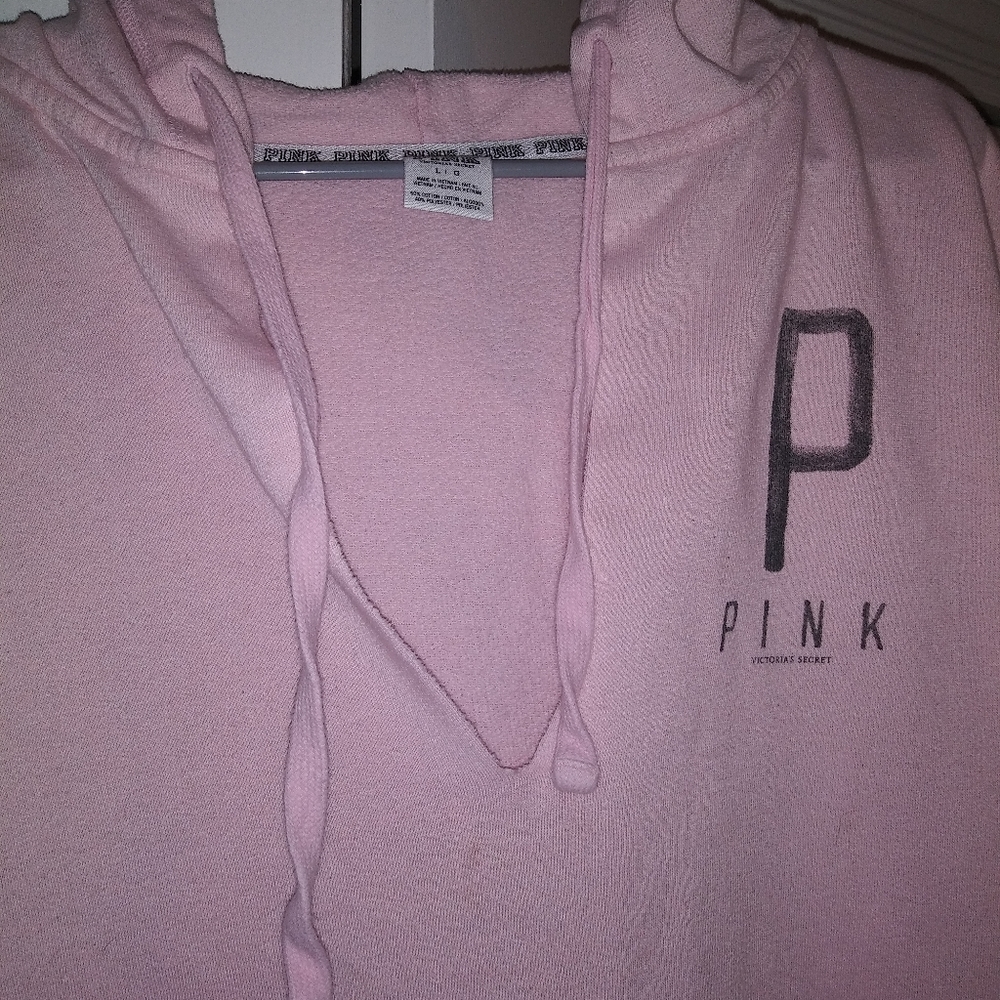 Pink V neck Hoodie